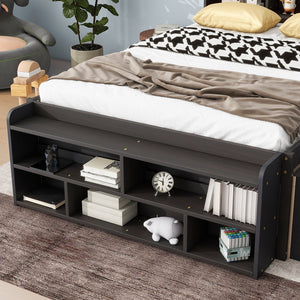 English Elm Full Bed With Stylish Bookcase Headboard, Under-Bed Drawers & Bed-End Storage Case In Espresso Finish W504S00128