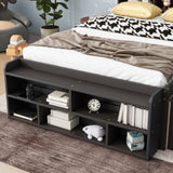 Hearth and Haven Full Bed with Bookcase Headboard, Under Bed Storage Drawers and Bed End Storage Case, Espresso W504S00128