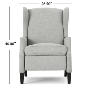 English Elm Christopher Knight Home® - Pushback Recliner Chair with Nailhead Trim and Wingback Design, Plush Fabric Comfort for Living Rooms Grey 60760.00GRYMOSS