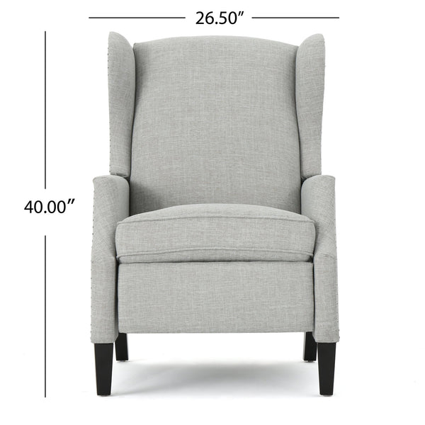 English Elm Christopher Knight Home® - Pushback Recliner Chair with Nailhead Trim and Wingback Design, Plush Fabric Comfort for Living Rooms Grey 60760.00GRYMOSS