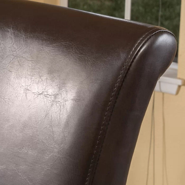 English Elm Christopher Knight Home® - 28-inch Modern PU Leather Swivel Counter Stool with Round Seat, Dark Brown, 41"H, Easy Wipe Clean Finish 57178.00PU