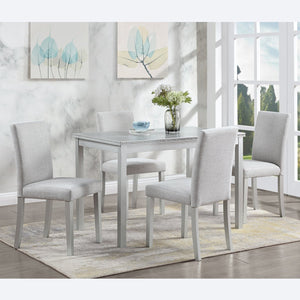 English Elm 5 Piece Elegant Wooden Dining Set With Crystal Accents, Rectangular Table & 4 Comfortable Chairs W1998S00048
