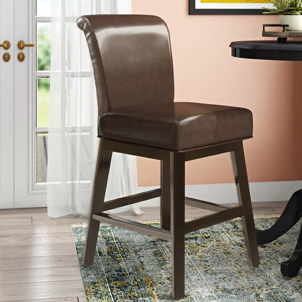 English Elm Christopher Knight Home® - 28-inch Modern PU Leather Swivel Counter Stool with Round Seat, Dark Brown, 41"H, Easy Wipe Clean Finish 57178.00PU