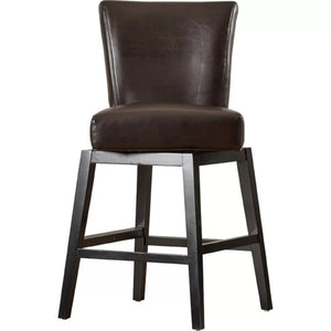 English Elm Christopher Knight Home® - 28-inch Modern PU Leather Swivel Counter Stool with Round Seat, Dark Brown, 41"H, Easy Wipe Clean Finish 57178.00PU