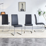 Set of 4 Modern Black PU Leather High Back Dining Chairs for Kitchen, Dining Room, Office - 16.50 x 16.50 x 39.00