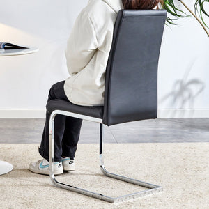 English Elm Modern PU Faux Leather Dining Chair Set – Sleek High-Back Upholstered Side Chairs for Kitchen, Office, Patio, Vanity (4) Black W1151P145210