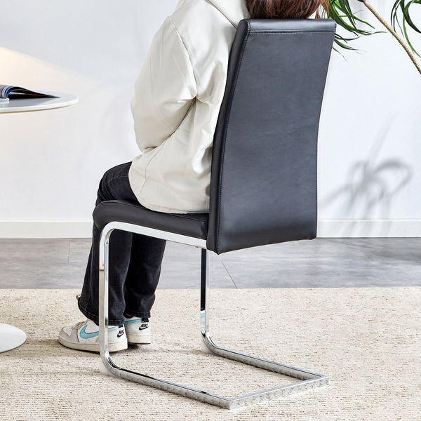 English Elm Modern PU Faux Leather Dining Chair Set – Sleek High-Back Upholstered Side Chairs for Kitchen, Office, Patio, Vanity (4) Black W1151P145210