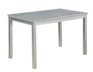 English Elm 5 Piece Elegant Wooden Dining Set With Crystal Accents, Rectangular Table & 4 Comfortable Chairs W1998S00048