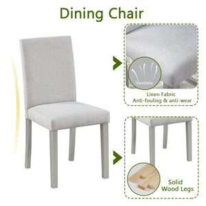 English Elm 5 Piece Elegant Wooden Dining Set With Crystal Accents, Rectangular Table & 4 Comfortable Chairs W1998S00048