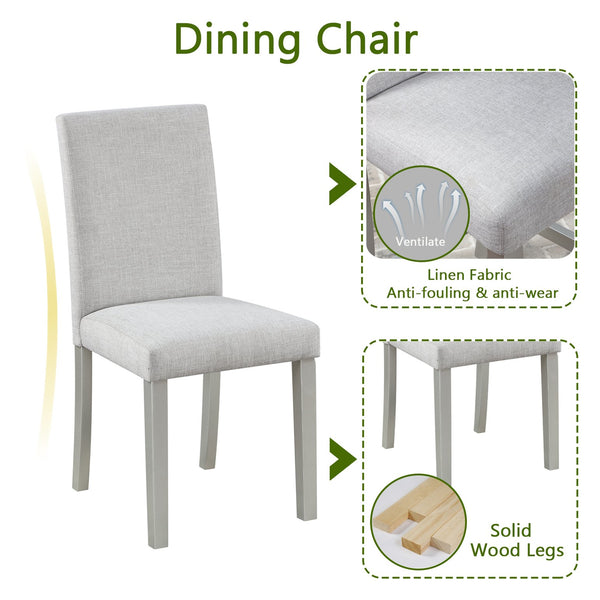 English Elm 5 Piece Elegant Wooden Dining Set With Crystal Accents, Rectangular Table & 4 Comfortable Chairs W1998S00048