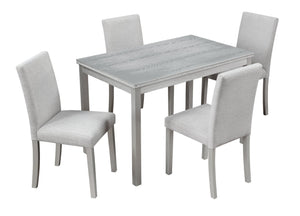 English Elm 5 Piece Elegant Wooden Dining Set With Crystal Accents, Rectangular Table & 4 Comfortable Chairs W1998S00048