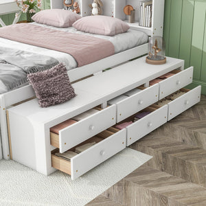 English Elm Full Bed With Bookcase Headboard & Storage Drawers - Stylish, Space-Saving Design In White Finish W504S00127