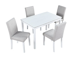 English Elm 5 Piece Wooden Dining Set - Elegant Rectangular Table & 4 Upholstered Chairs With Crystal Accents W1998S00049