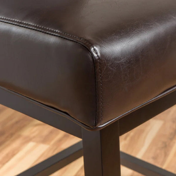 English Elm Christopher Knight Home® - 28-inch Modern PU Leather Swivel Counter Stool with Round Seat, Dark Brown, 41"H, Easy Wipe Clean Finish 57178.00PU