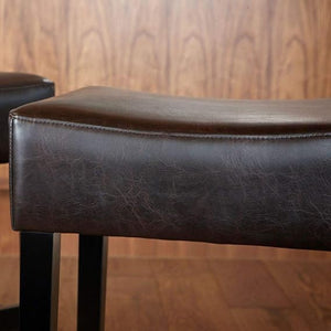 English Elm Christopher Knight Home® - Set Transitional 2-Piece Backless Fabric Counter Height Barstools with 26.75" Seat Height, Durable Upholstery and Sturdy Frame Dark Brown 74492.00PU