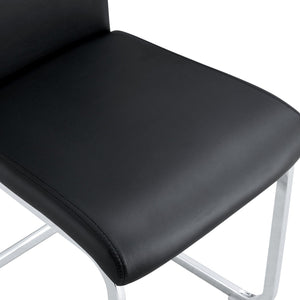 English Elm Modern PU Faux Leather Dining Chair Set – Sleek High-Back Upholstered Side Chairs for Kitchen, Office, Patio, Vanity (4) Black W1151P145210