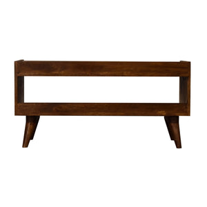 English Elm Mud Linen Nordic Storage Bench - Upholstered Beige With Chestnut Base For Stylish Organization B182P166541