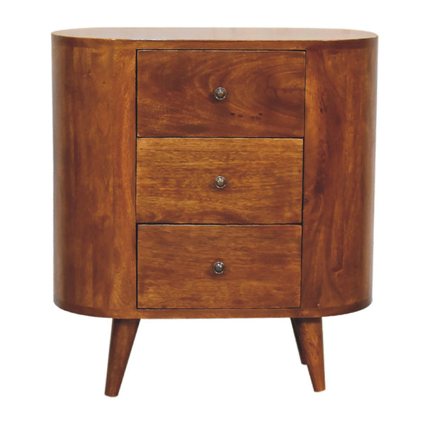 English Elm Mini Chestnut Cabinet - Solid Wood Nightstand, Timeless Chestnut Finish, Compact 27.6x15.7x22.8" Stylish Storage B182P166582