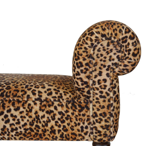 English Elm Leopard Print Velvet Upholstered Bench Bold Animal Pattern Accent Seat for Bedroom B182P166509
