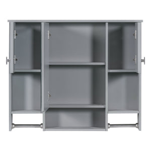 English Elm 35'' Modern Wall-Mounted Medicine Cabinet with Mirror, Ample Storage, Adjustable Shelves & Towel Bar Grey WF317173AAE