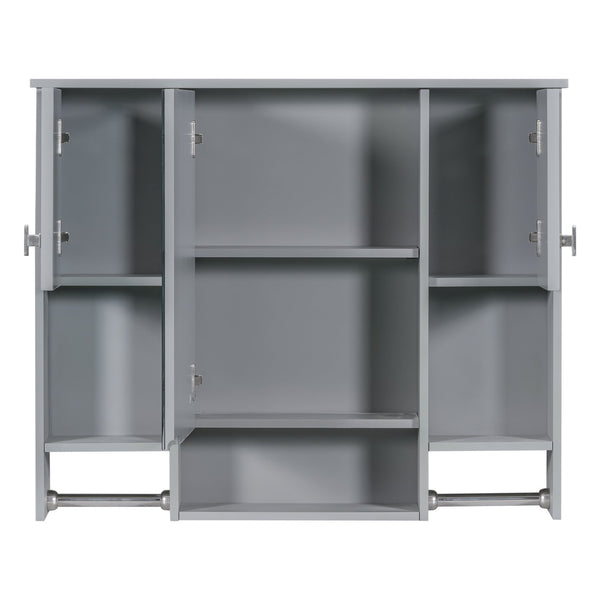 English Elm 35'' Modern Wall-Mounted Medicine Cabinet with Mirror, Ample Storage, Adjustable Shelves & Towel Bar Grey WF317173AAE