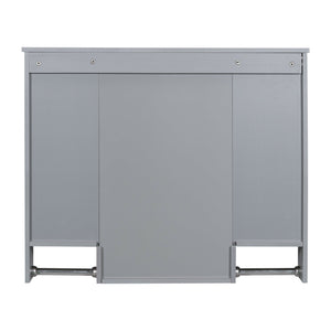 English Elm 35'' Modern Wall-Mounted Medicine Cabinet with Mirror, Ample Storage, Adjustable Shelves & Towel Bar Grey WF317173AAE