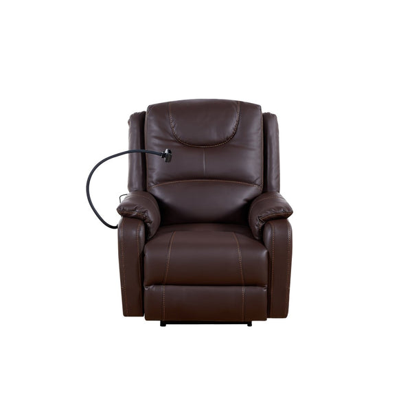 English Elm Liyasi Zero Gravity Power Recliner Eco Leather Massage Lumbar Heat Usb Charging Brown W820S00075