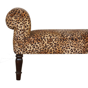 English Elm Leopard Print Velvet Upholstered Bench Bold Animal Pattern Accent Seat for Bedroom B182P166509