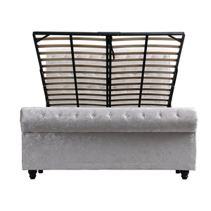 English Elm Hartfried Queen Upholstered Storage Bed with Hydraulic Lift, Velvet Tufted Headboard, Silver Finish W2297S00002