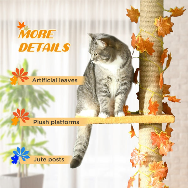 English Elm Pawhut Adjustable Floor to Ceiling Cat Tower with Sisal Posts and Plush Perches W2225P166437