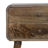 English Elm Curved Classic Grey Washed Bedside