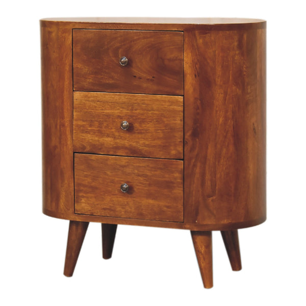 English Elm Mini Chestnut Cabinet - Solid Wood Nightstand, Timeless Chestnut Finish, Compact 27.6x15.7x22.8" Stylish Storage B182P166582