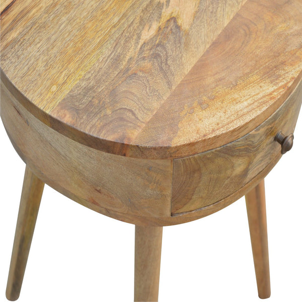 English Elm Nordic Circular Bedside Table Oak - 1-Drawer Solid Wood Nightstand, Minimalist Modern Design B182P166492