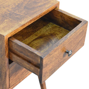 English Elm Mini 2 Drawer Chestnut Nightstand - Solid Wood Accent Table, Compact Modern Chest of Drawers for Cozy Spaces B182P166552