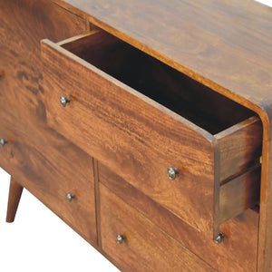 English Elm Large Curved Chestnut Chest – Solid Wood 51" Storage Console, Timeless Curved Design, Chestnut Finish B182P166676