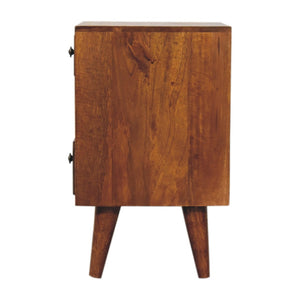 English Elm Solid Wood Mini Classic Nightstand - Charming Multi-Chestnut Finish With Storage & Brass Accents B182P280792-GIGA