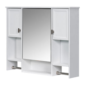 English Elm 35'' Modern Wall-Mounted Medicine Cabinet with Mirror, Ample Storage, Adjustable Shelves & Towel Bar White WF317173AAK