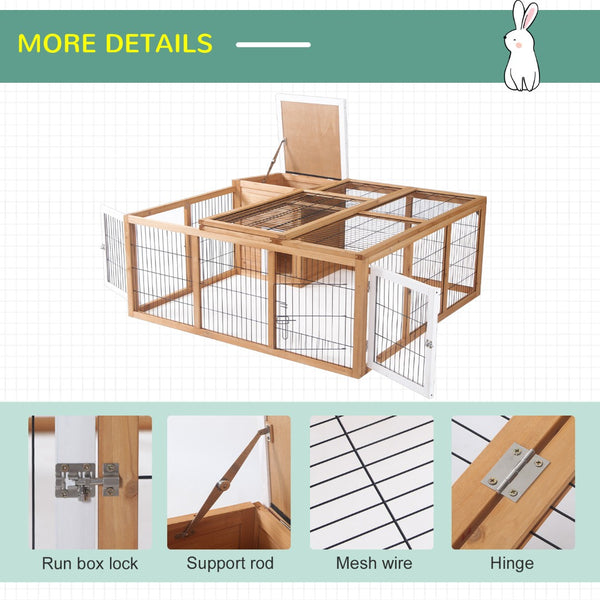 English Elm Pawhut Fir Wood Rabbit Hutch Outdoor Indoor Small Animal Cage with Ventilated Run W2225P166457