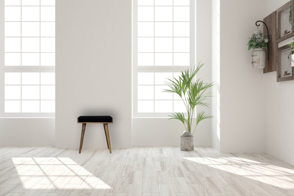 English Elm Black Velvet Tray Style Footstool - Elegant Wood Frame, Plush Fabric, Versatile Accent for Living Room (23.6x17.7x9.8) B182P166545