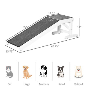 English Elm Pawhut Dog Ramp For Easy Access To Beds & Vehicles, Non-Slip Surface, Durable Pine, 49" X 16" X 14" W2225P166449-GIGA