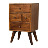 English Elm 4 Drawer Multi Chestnut Bedside