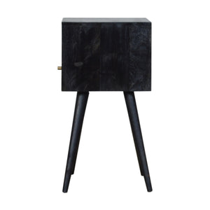 English Elm Mini Ash Black Nightstand Solid Wood Accent Table - Timeless, Compact 16" Square Nightstand for Modern Homes B182P166522