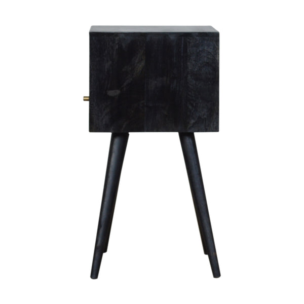 English Elm Mini Ash Black Nightstand Solid Wood Accent Table - Timeless, Compact 16" Square Nightstand for Modern Homes B182P166522
