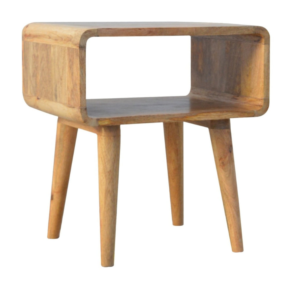 English Elm Solid Mango Wood Open Shelf Nightstand Sculpted Organic Bedroom Accent Table B182P202477