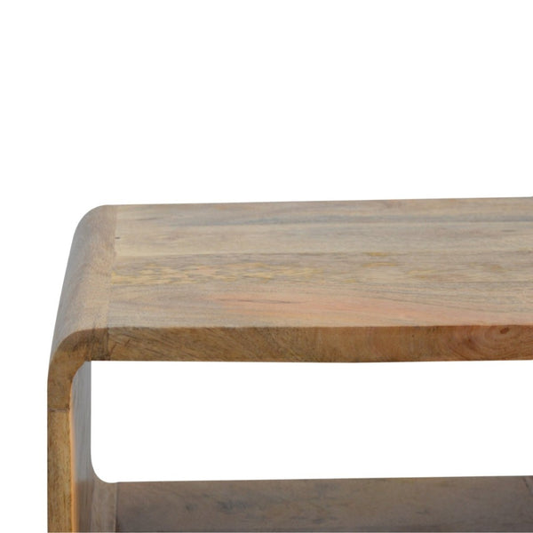English Elm Solid Mango Wood Open Shelf Nightstand Sculpted Organic Bedroom Accent Table B182P202477