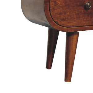 English Elm Solid Mango Wood Circular Tv Unit With Nordic Legs, 2 Drawers, Open Slot For Stylish Storage Solutions B182P280779-GIGA