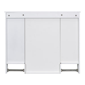English Elm 35'' Modern Wall-Mounted Medicine Cabinet with Mirror, Ample Storage, Adjustable Shelves & Towel Bar White WF317173AAK