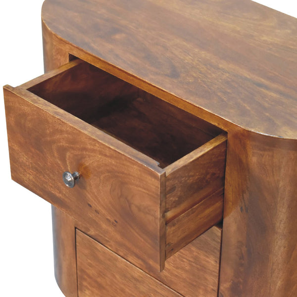 English Elm Mini Chestnut Cabinet - Solid Wood Nightstand, Timeless Chestnut Finish, Compact 27.6x15.7x22.8" Stylish Storage B182P166582