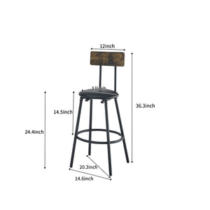 English Elm Bar Table Set 3 Piece Pub Dining with Pu Stools Iron Frame for Small Spaces W1903P149802