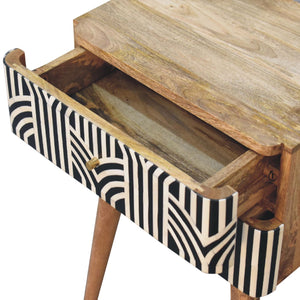 English Elm Solid Wood Edessa Bone Inlay Bedside with 2 Drawers, Nordic Legs, Timeless Modern Accent for Home Decor Oak B182P166588